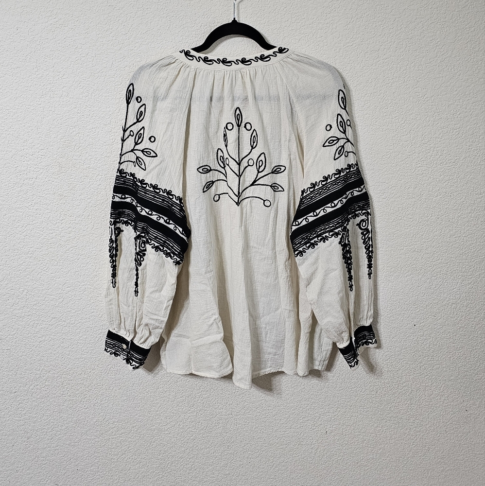 Sundance Blouse Womens XXL Embroidered V-Neck Long Sleeve Pullover Top - Picture 2 of 7